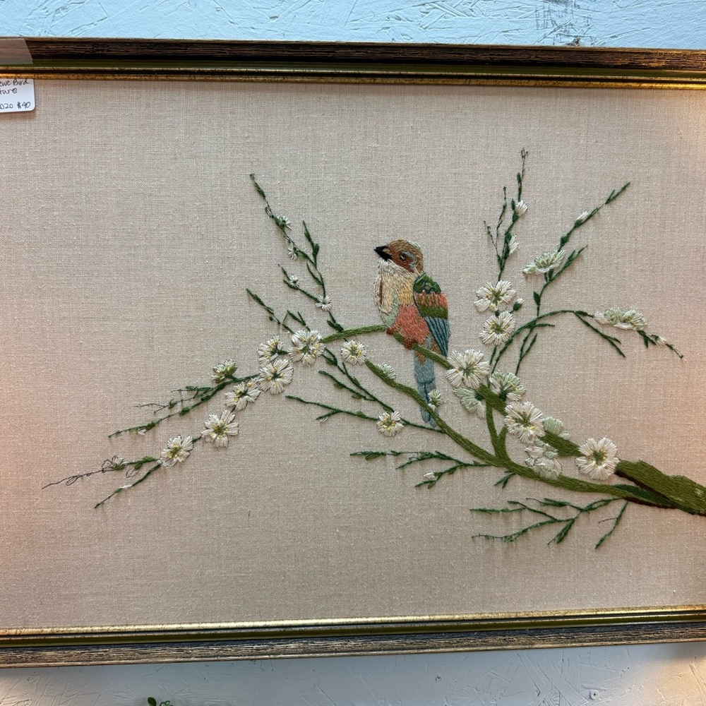 Embroidered Bird Wall Art
